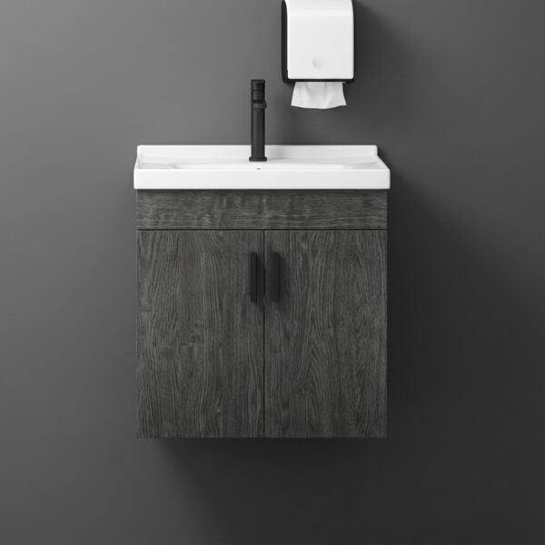 Meuble + vasque 600*470*440 - Gris - wood effect