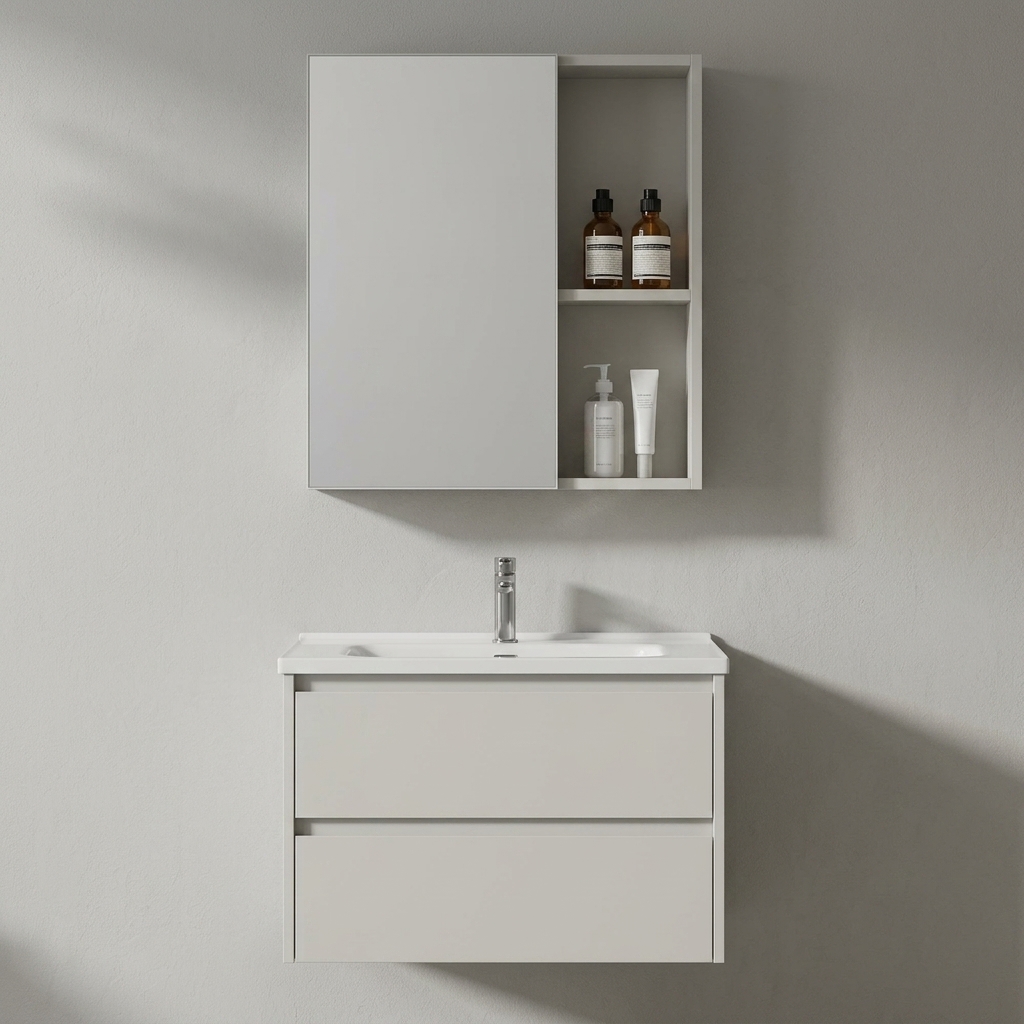 ZJ801-60D-CREME Meuble Salle de bain PVC